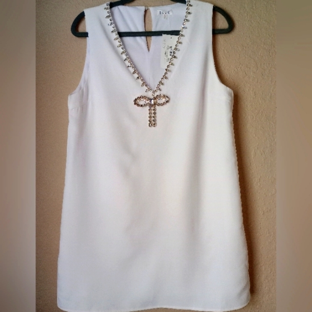 TCEC Women's white Mini Dress Size L - Picture 2 of 8